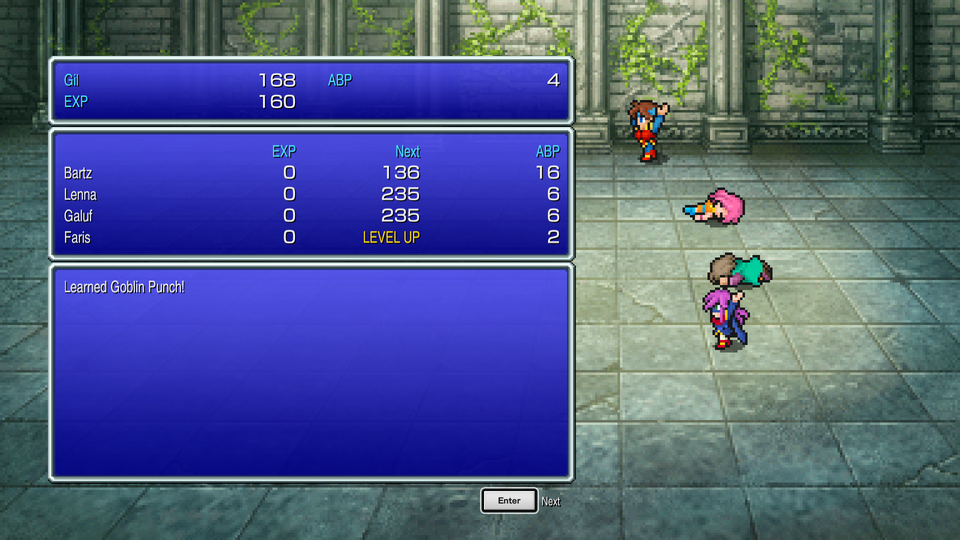 Battle results screen showing a newly learned Blue Magic spell