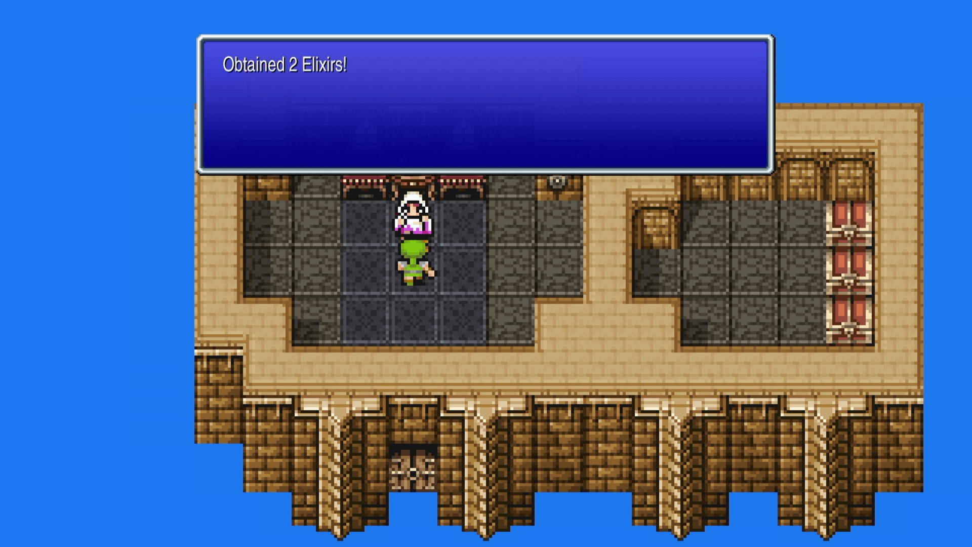 White Mage NPC in Castle Argus Western Tower giving two Elixirs